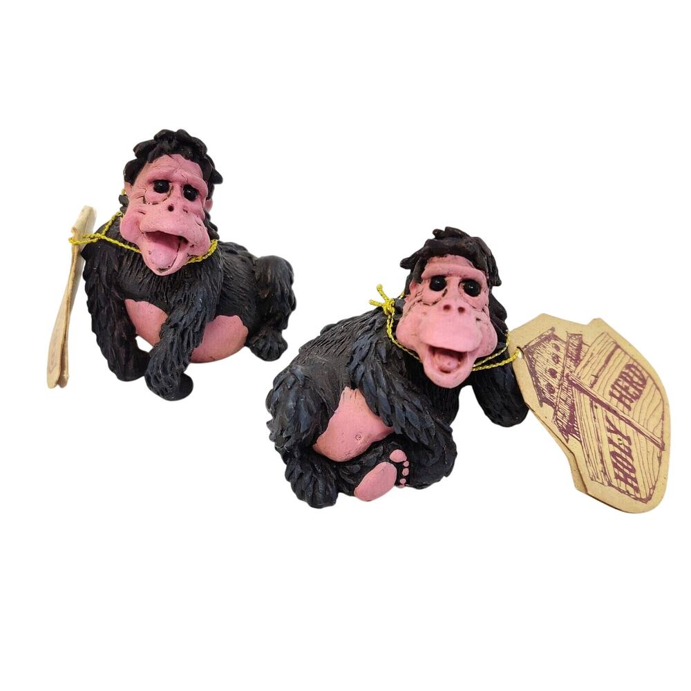 Holy Herd Noahs Ark Gorilla Figurine Pair Gardo & Gouda Pete Apsit Resin Figures